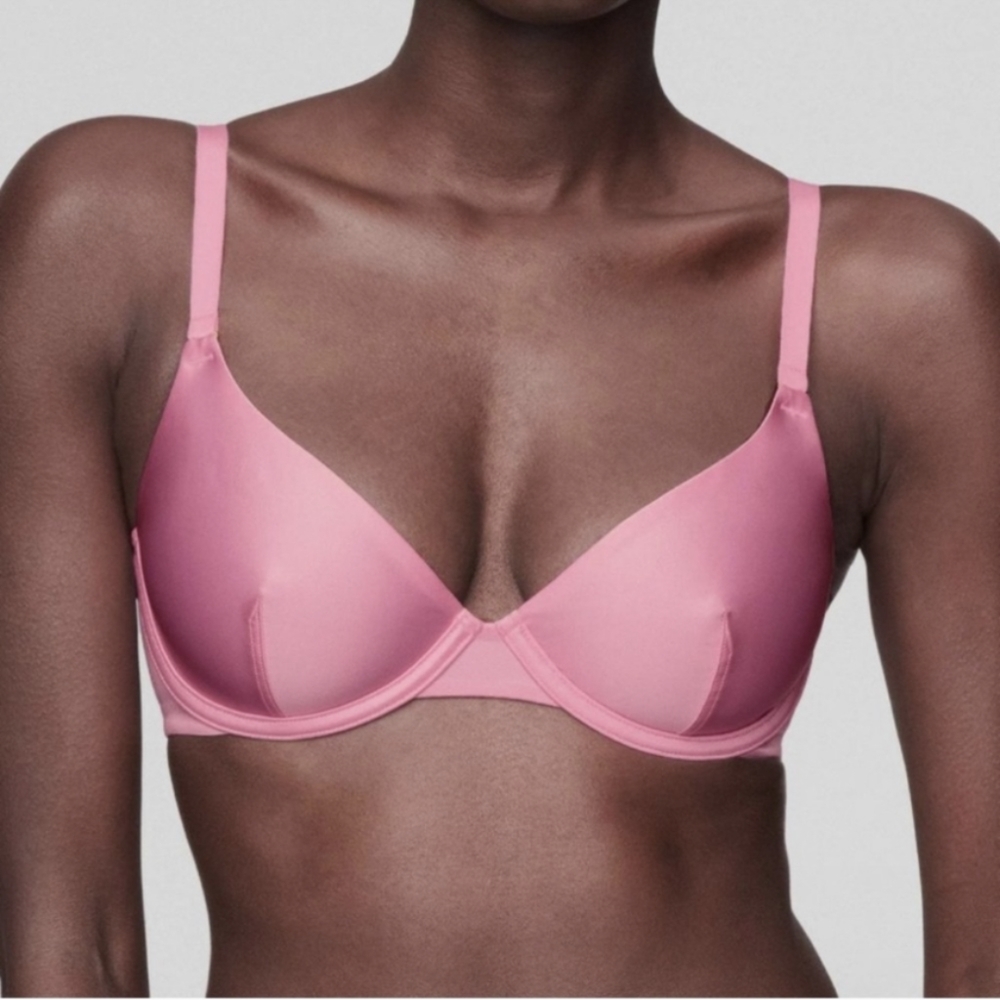 CUUP The Plunge Pink Satin Bra 38E